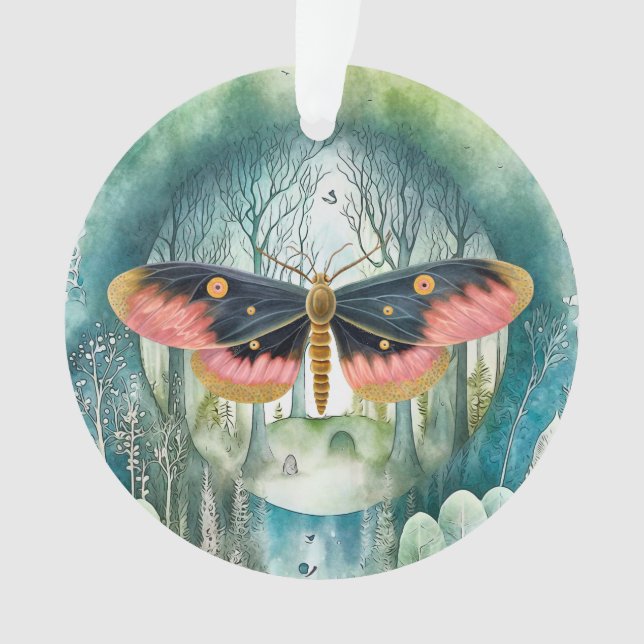 Pink Moth Forest Night Ornament (Front)