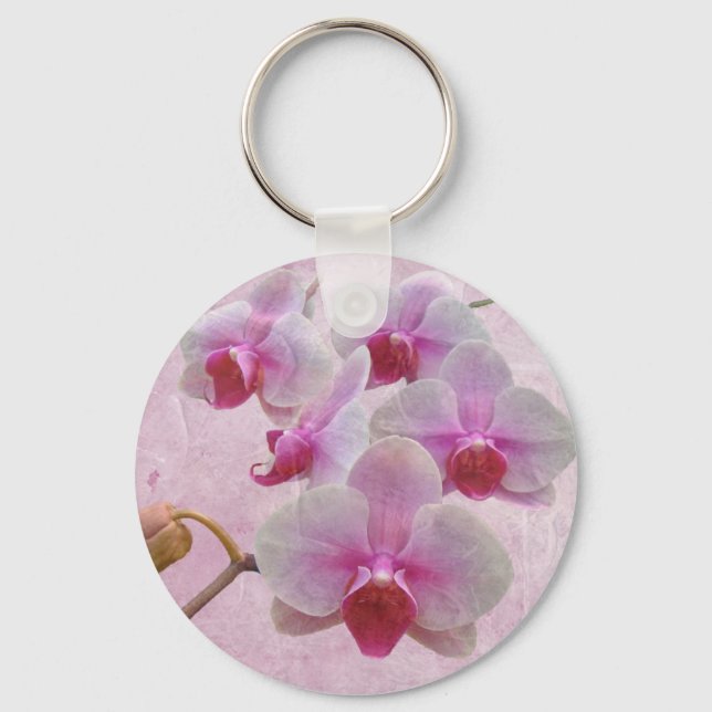 Pink Moth Orchids - Phalaenopsis Key Ring (Front)