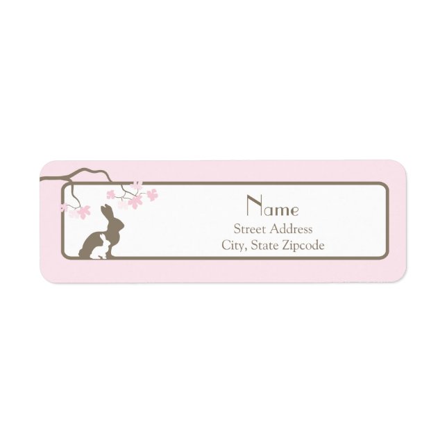 Pink Mother and Baby Bunny Address Label (Front)