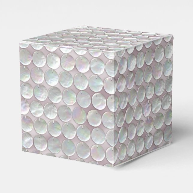 Pink Mother Of Pearl Sequins Favour Box (Front Side)