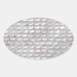 Pink Mother Of Pearl Sequins Oval Sticker