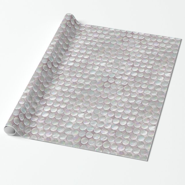 Pink Mother Of Pearl Sequins Wrapping Paper (Unrolled)