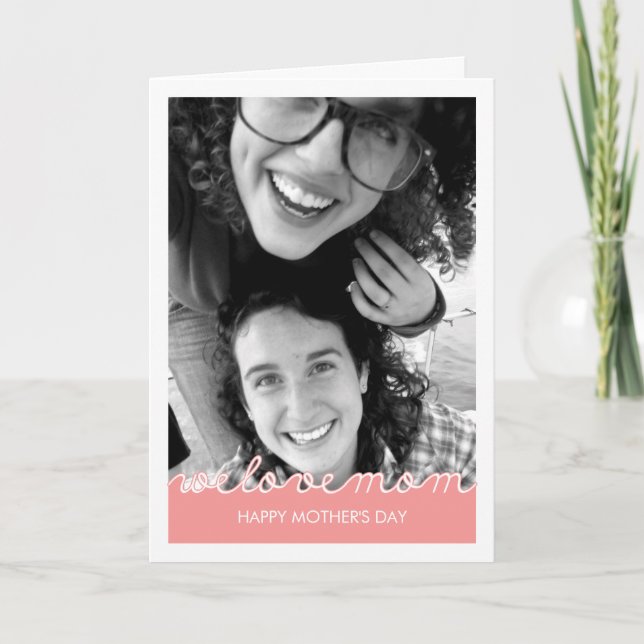 Pink Mothers Day Photo Love Mum Cut Out Text Card (Front)