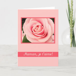 pink mother's day rose greeting card french