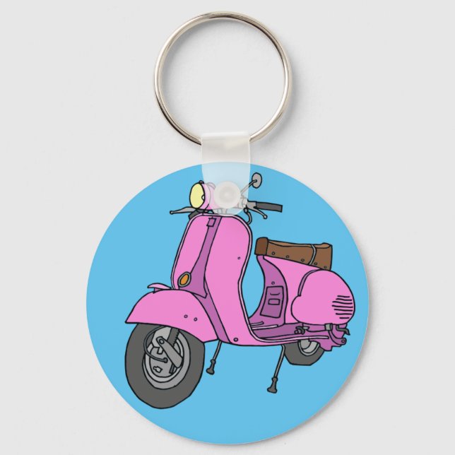 Pink Motor Scooter Key Ring (Front)