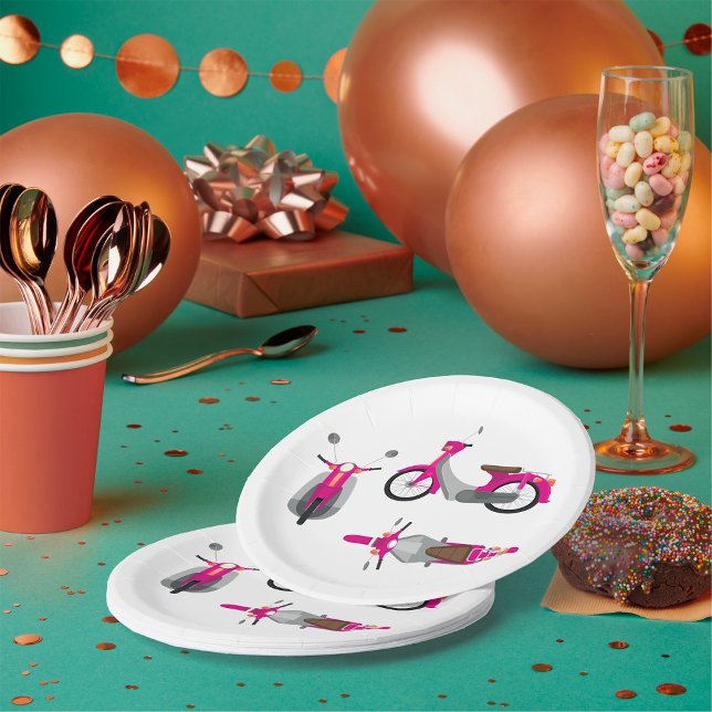 Pink Motorbike Paper Plate (Creator Uploaded)