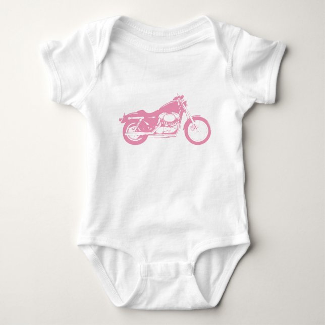 Pink Motorcycle Baby Bodysuit (Front)