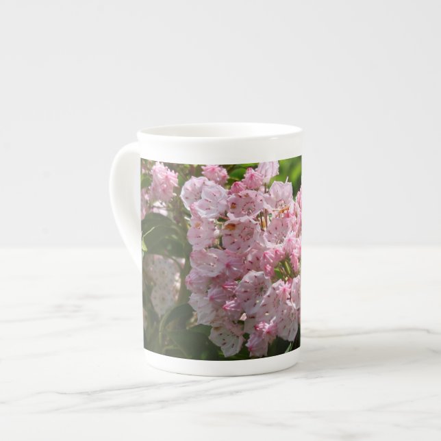 Pink Mountain Laurel Bone China Mug (Front Left)