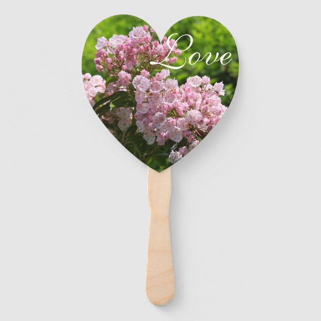 Pink Mountain Laurel Wedding Paddle Fan (Front)