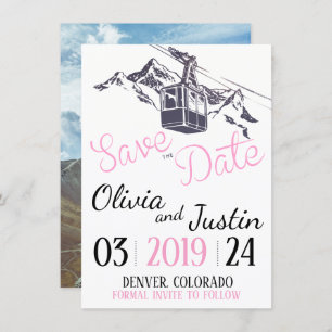 Pink Mountain Save the Date Invitation