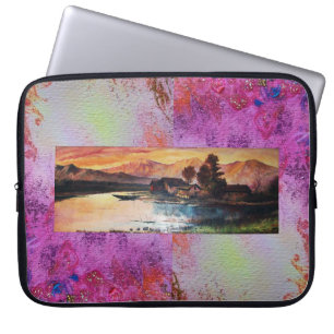 PINK MOUNTAINS LAKE ALPINE SUNSET LANDSCAPE LAPTOP SLEEVE