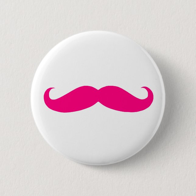 Pink Moustache 6 Cm Round Badge (Front)