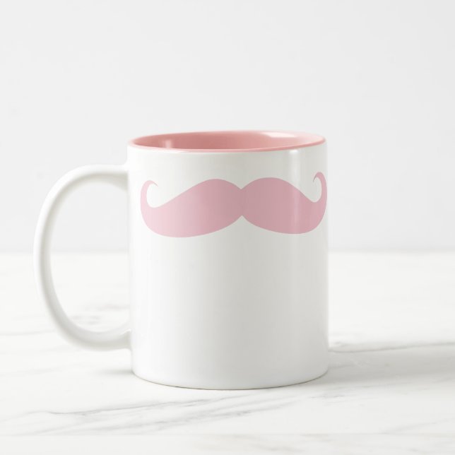 Pink Moustache Coffee Beverage Mug (Left)