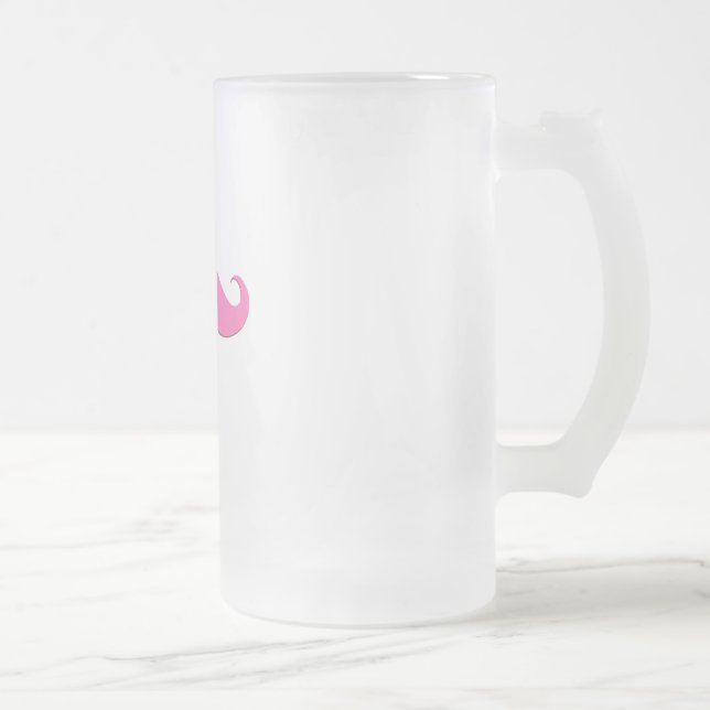 Pink Moustache Humour Create Your Own Frosted Glass Beer Mug (Right)