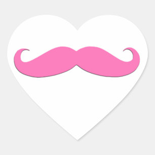 Pink Moustache Humour Create Your Own Heart Sticker