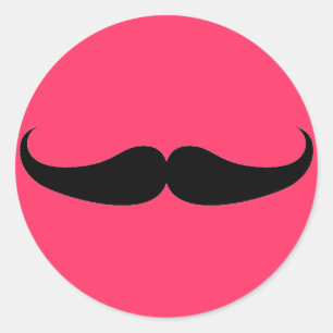 Pink Moustache Sticker Girl Girlie Moustache Label