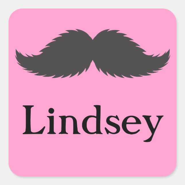 Pink Moustache Sticker Personalise with Name Stach (Front)