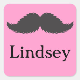 Pink Moustache Sticker Personalise with Name Stach