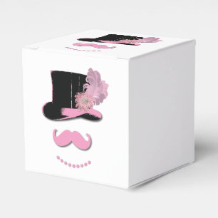 Pink Moustache Top Hat Favour Box
