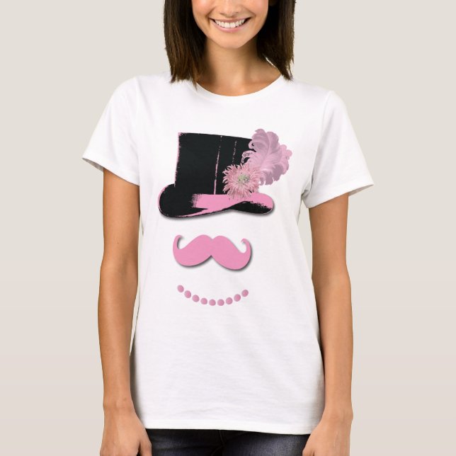 Pink moustache, top hat, feathers, and flower (Front)