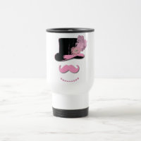 Pink moustache, top hat, feathers, and flower