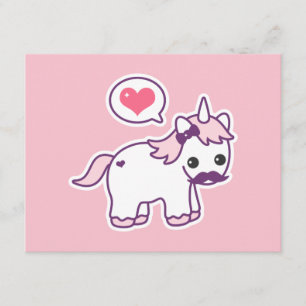 Pink Moustache Unicorn Birthday Party Invitations