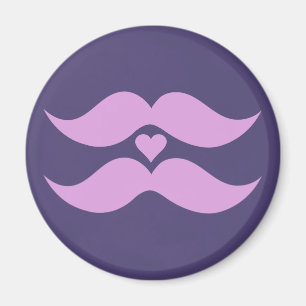 Pink Moustaches custom button Magnet