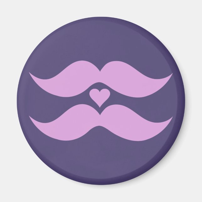 Pink Moustaches custom button Magnet (Front)