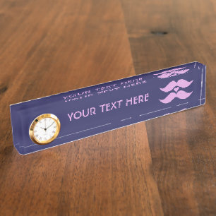 Pink Moustaches custom name plate