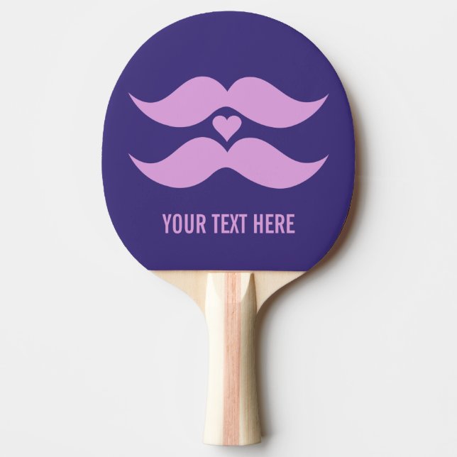 Pink Moustaches custom ping pong paddle (Front)