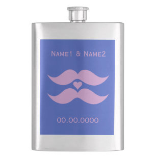 Pink Moustaches custom premium flask