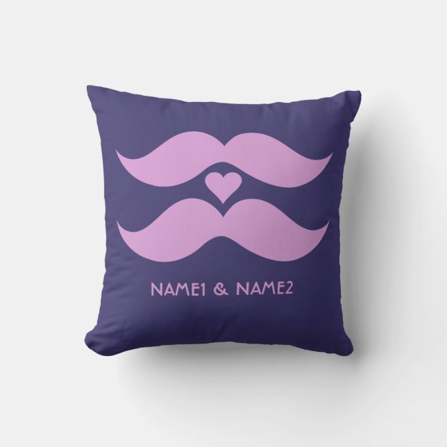 Pink Moustaches custom throw pillow (Front)