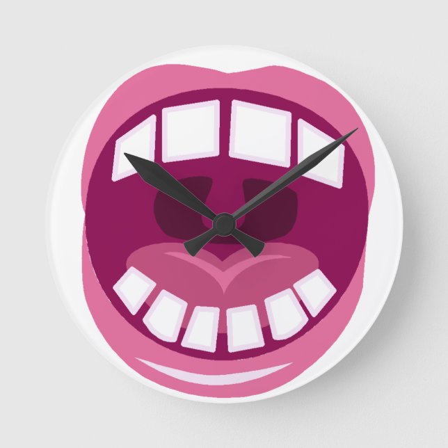 Pink Mouth and White Teeth Round Clock (Front)