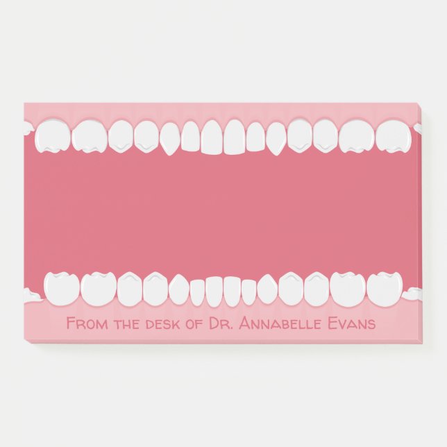 Pink Mouth with Teeth Personalise Post-it Notes (Front)