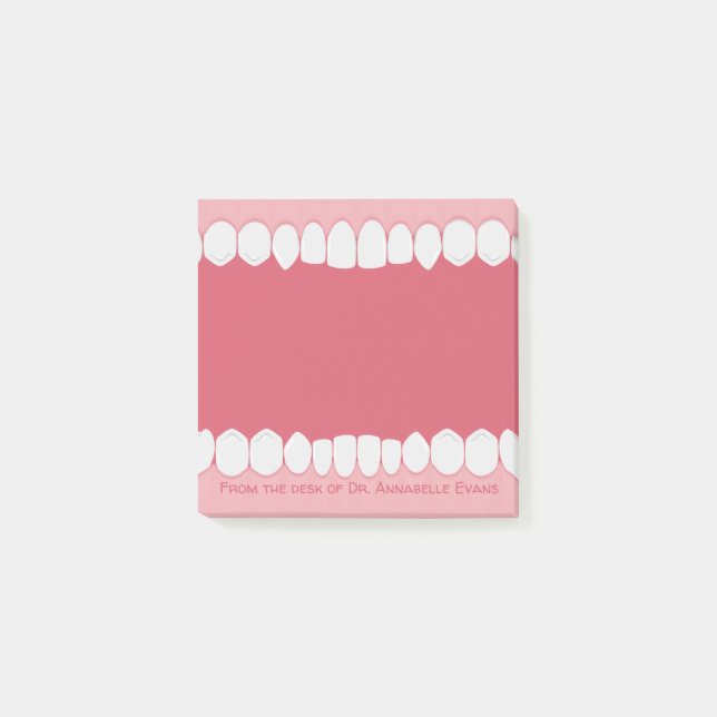 Pink Mouth with Teeth Personalise Post-it Notes (Front)
