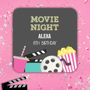 PINK MOVIE NIGHT SQUARE STICKER