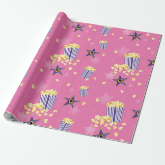 Pink movie popcorn wrapping paper