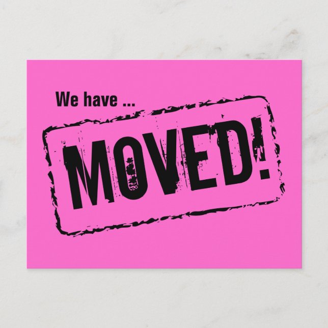 Pink moving postcards for your new home address (Front)