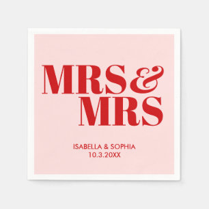 Pink Mrs & Mrs Bride Personalised Wedding Napkins