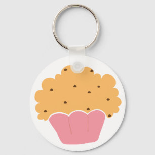 Pink muffin pattern key ring