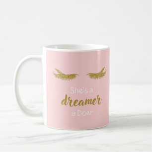 Pink Mug - With golden eyelashes