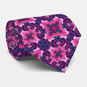 Pink, Mulberry, Purple & Dark Blue Moroccan Patten Tie