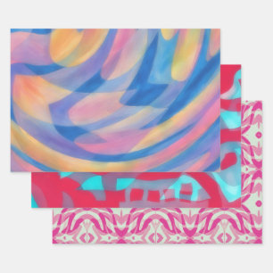 Pink Multi Colour Abstract Art Wrapping Craft Pape Paper Sheet