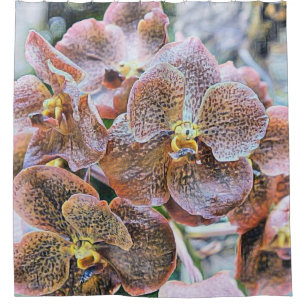 Pink multicolored orchid flowers watercolor shower curtain