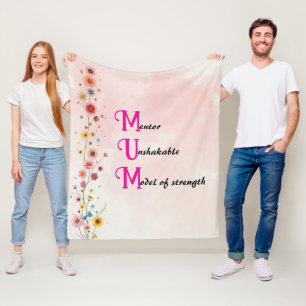 Pink MUM Acronym Mother's Day Fleece Blanket