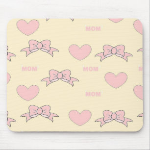 Pink mum cream pattern mouse mat