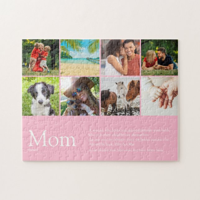 Pink Mum Definition Quote Photo Collage Jigsaw Puzzle (Horizontal)