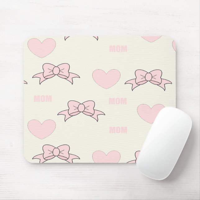 Pink mum pattern mouse mat (With Mouse)