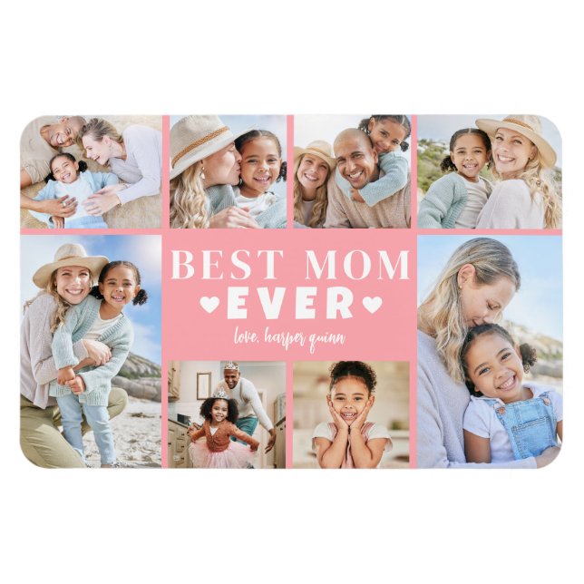 Pink Mum Photo Collage Magnet (Horizontal)
