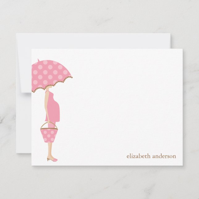 Pink Mum to Be Baby Shower Thank You Cards (Front)